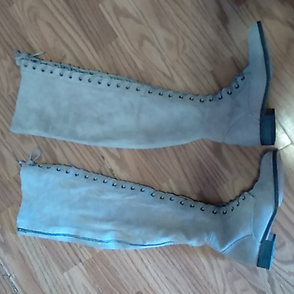 Leather knee high boots